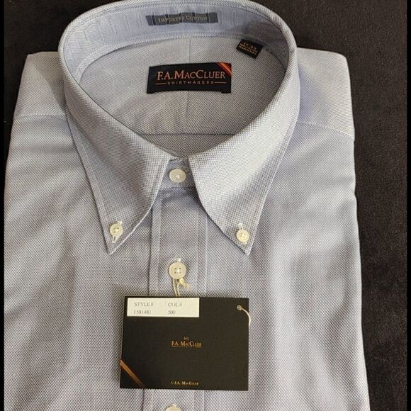 F A MacCLUER BLUE ROYAL OXFORD DRESS SHIRT - Picture 3 of 4